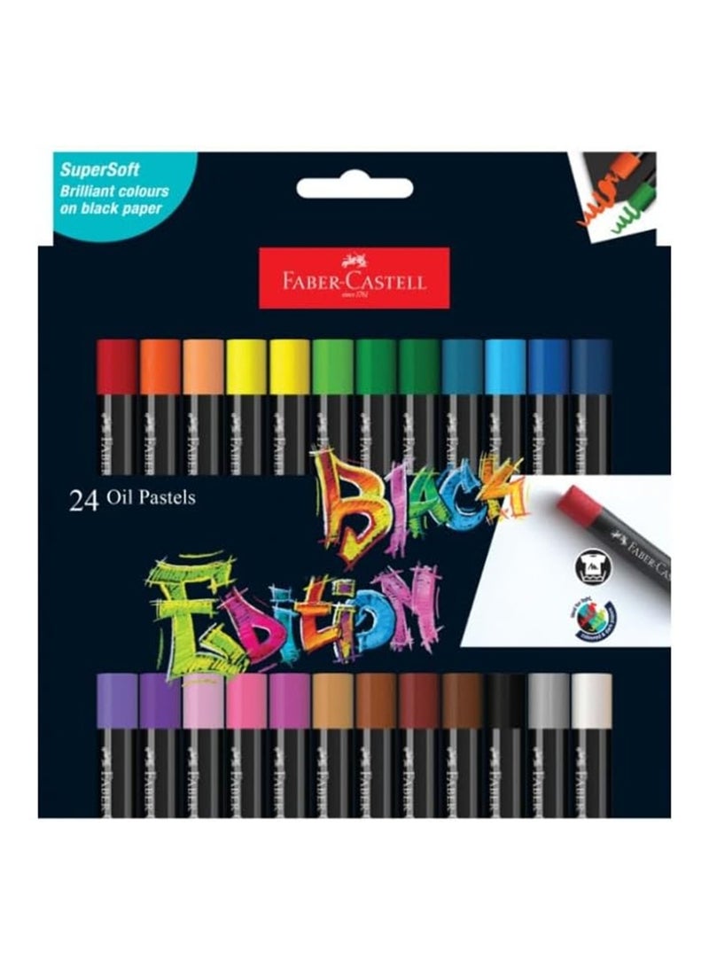 FABER-CASTELL 24-Piece Black Edition Oil Pastels Multicolour - Image 1