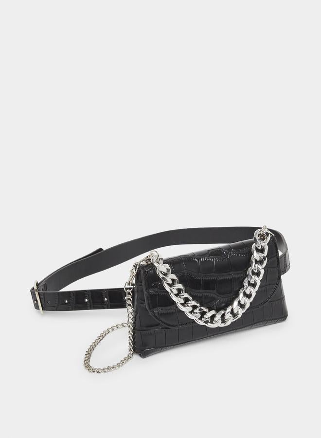 ستايلي شنطة خصر بنقشة جلد التمساح وسلسلة - Image 1