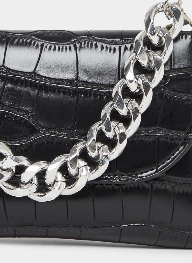 ستايلي شنطة خصر بنقشة جلد التمساح وسلسلة - Image 3