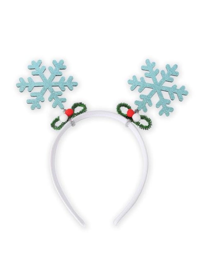 CHARMARK Snowflake Headband Christmas Light Blue Snowflake Glitter Hair Accessories for Women Girls White Head Bands Winter Holiday Party Xmas Hair Band Decorations 1Pcs Light Blue - Image 1