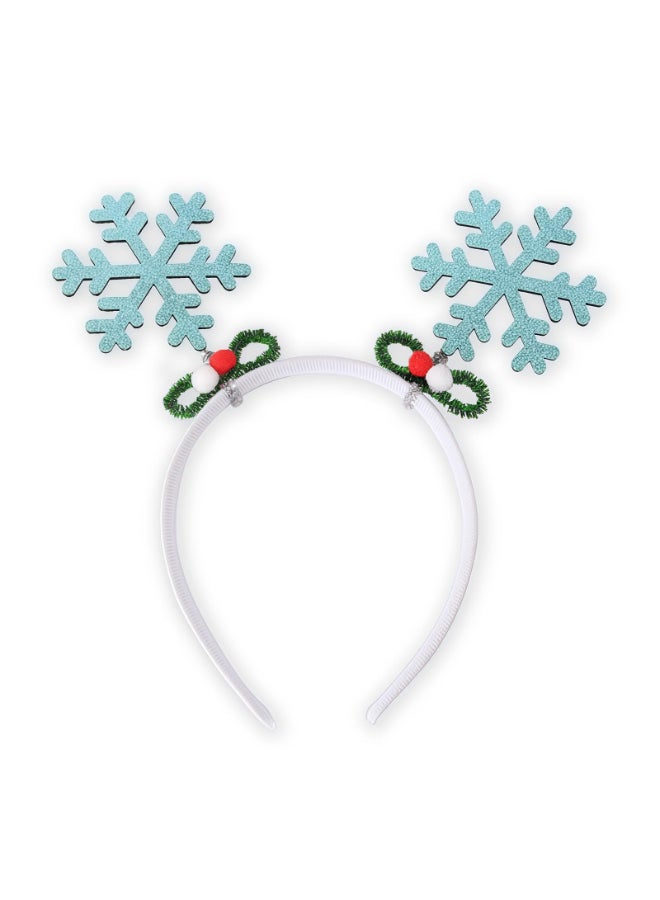 CHARMARK Snowflake Headband Christmas Light Blue Snowflake Glitter Hair Accessories for Women Girls White Head Bands Winter Holiday Party Xmas Hair Band Decorations 1Pcs Light Blue - Image 2