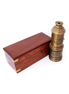 LINE WOOD LINE WOOD Handmade 20 inch Brass Handheld Telescope with Wooden Box Working Maritime Nautical Spyglass Victorian 1915 Brown 