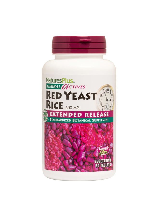 Natures Plus Herbal Actives Red Yeast Rice Extended Release 600 mg - 60 Tablets, Pack of 2 - Supports General Well-Being - Vegetarian, Gluten Free - 120 Total Servings - Image 1
