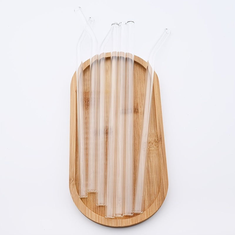 4pcs Glass Straw Set With Bend Pipe And Brush High Borosilicate 200x8mm Transparent Drinking Straws For Milk Tea Juice Cocktails Kitchen Party Bar Accessories - Image 5