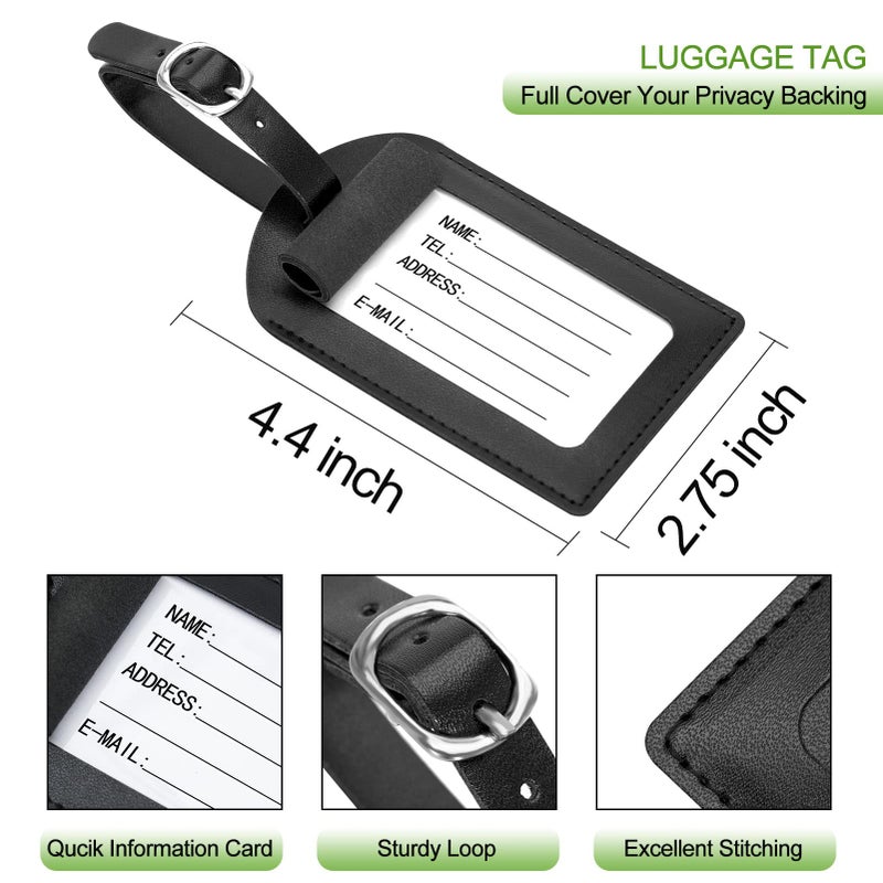 PASCACOO Passport Holder With Luggage Tag Cover Wallet RFID Blocking Leather Case Travel Essentials Accessories Travel Must Have(114#Black) - Image 3