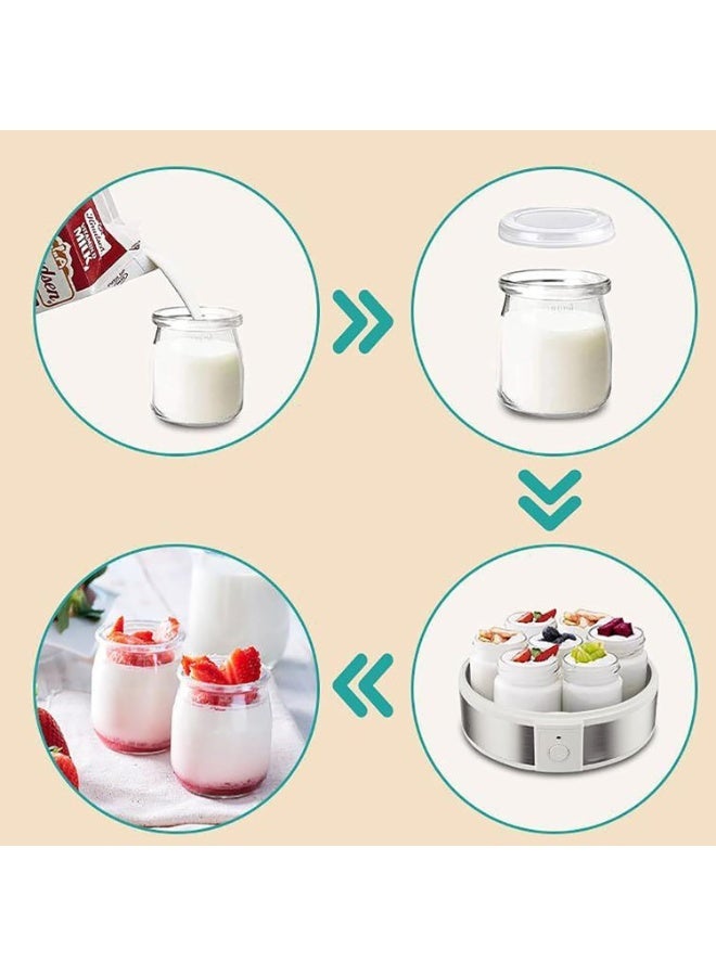 YOUWE7 Probiotic Yogurt Maker,1.26L Stainless Steel Automatic Yogurt Maker with Temperature Control & Time Control, Small Thermostatic Maker Machine for Home DIY Yogurt,With 7PCS Glass Cups - Image 2