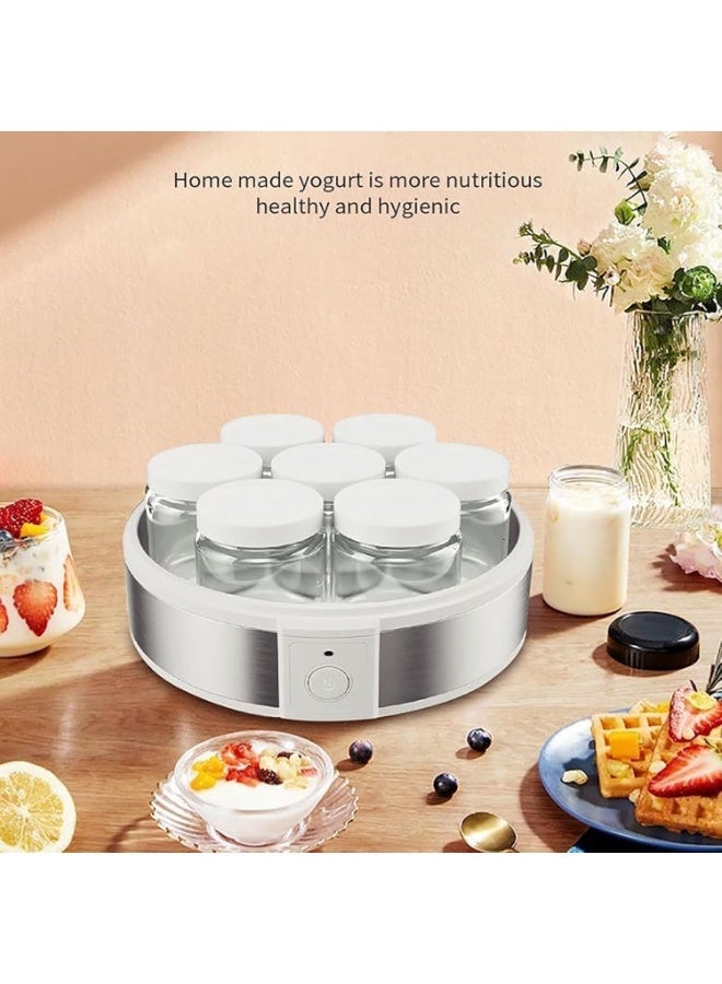 YOUWE7 Probiotic Yogurt Maker,1.26L Stainless Steel Automatic Yogurt Maker with Temperature Control & Time Control, Small Thermostatic Maker Machine for Home DIY Yogurt,With 7PCS Glass Cups - Image 4