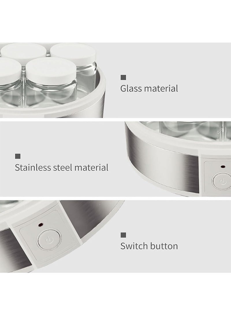 YOUWE7 Probiotic Yogurt Maker,1.26L Stainless Steel Automatic Yogurt Maker with Temperature Control & Time Control, Small Thermostatic Maker Machine for Home DIY Yogurt,With 7PCS Glass Cups - Image 3
