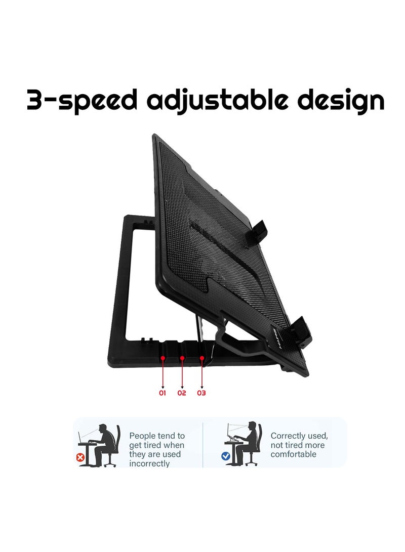 HAING Dual-Fan Laptop Cooling Stand Pad 3-Speed Adjustable, Heavy-Duty for 15.6" Notebook – Ultimate Gamer & Office Worker Accessory - Image 4
