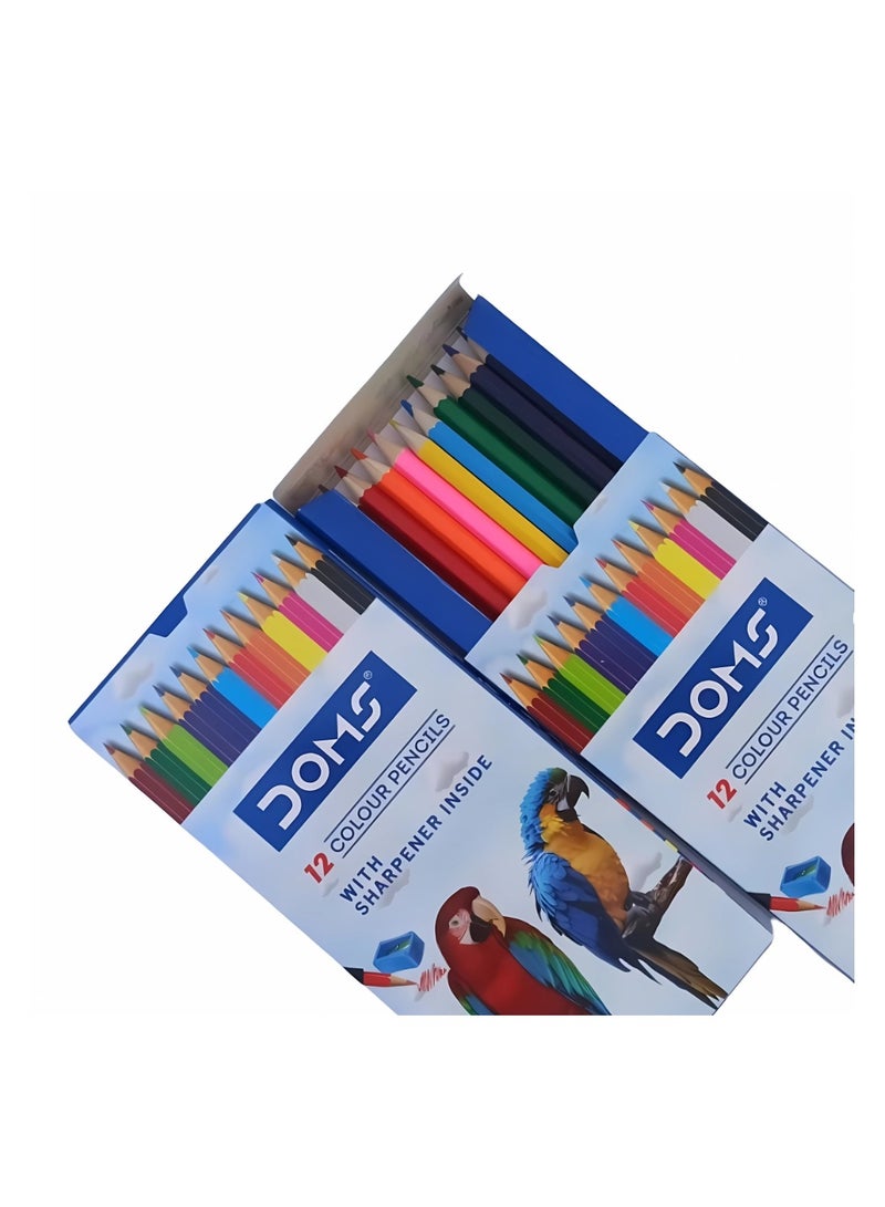 DOMS Large Wooden Color Pencil Box – 12 Pieces - Image 2