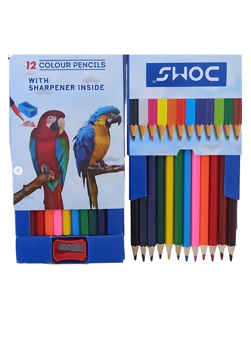 DOMS Large Wooden Color Pencil Box – 12 Pieces - Image 3