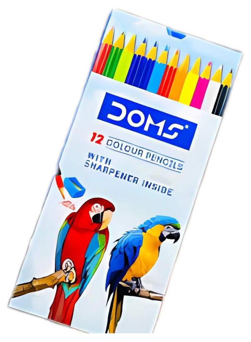 DOMS Large Wooden Color Pencil Box – 12 Pieces - Image 1