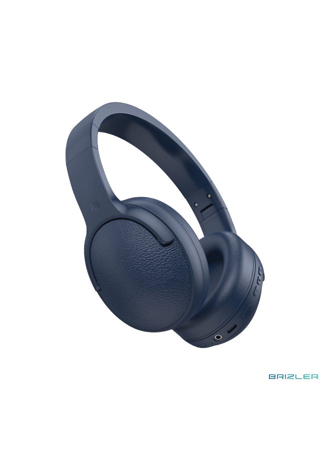 BRIZLER Wireless Over-Ear Headphones with 70-Hour Playtime, Bluetooth 5.4, 40mm Drivers, Deep Bass, Foldable Design, 3.5mm Aux & USB-C Adapter Included – Black - Image 1