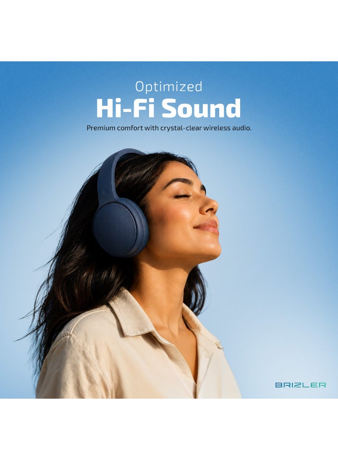 BRIZLER Wireless Over-Ear Headphones with 70-Hour Playtime, Bluetooth 5.4, 40mm Drivers, Deep Bass, Foldable Design, 3.5mm Aux & USB-C Adapter Included – Black - Image 4