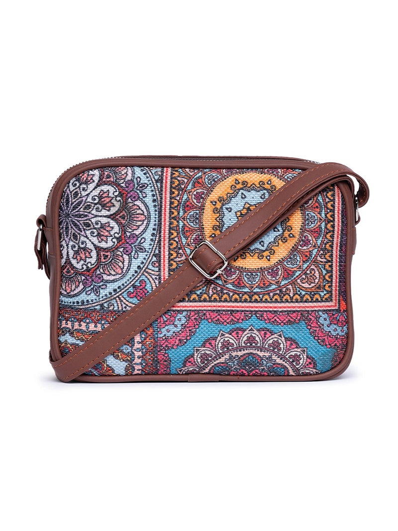 ZOUK Sling Bag | Crossbody Bags for Women | Women's Handbags | Stylish | Vegan Leather Evening Bag | Travel & Office Use | Purse and Wallet | Multicolor Mandala Print - Image 1
