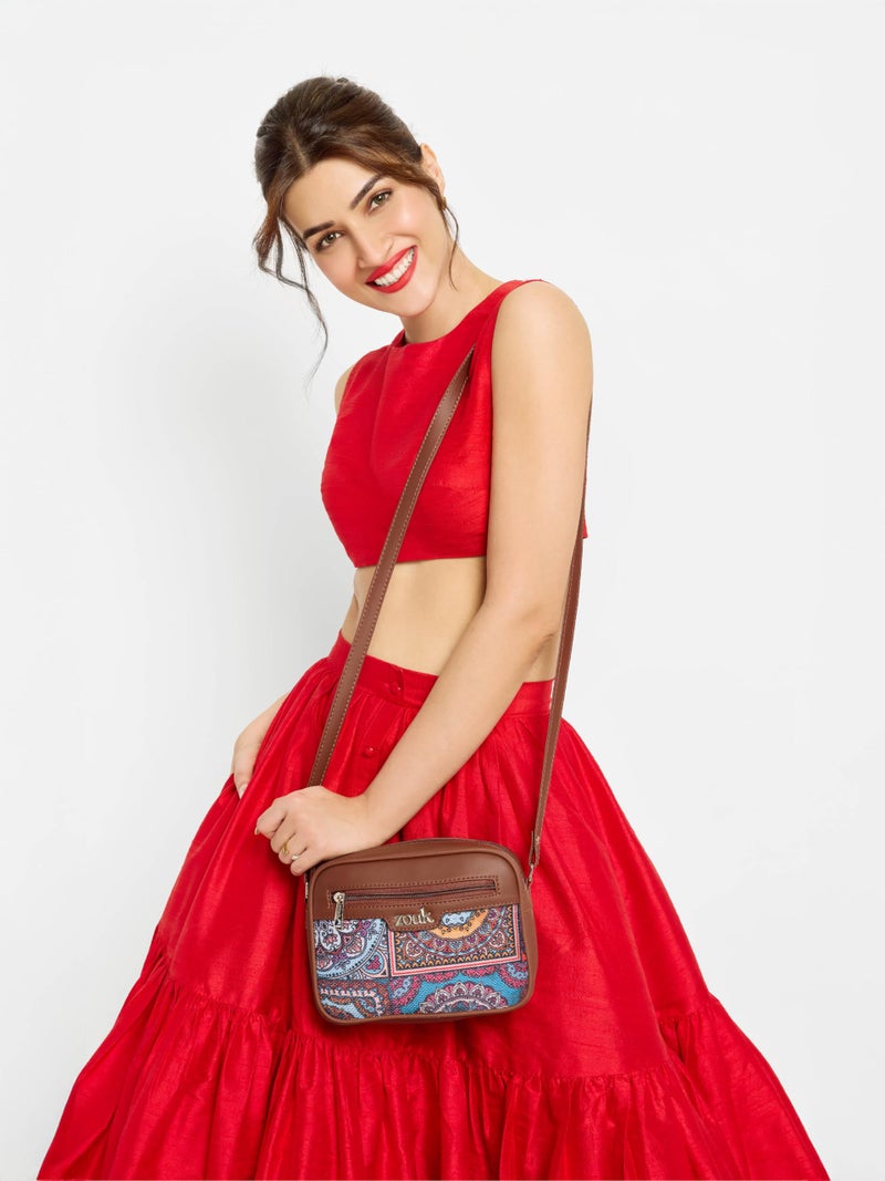 ZOUK Sling Bag | Crossbody Bags for Women | Women's Handbags | Stylish | Vegan Leather Evening Bag | Travel & Office Use | Purse and Wallet | Multicolor Mandala Print - Image 2