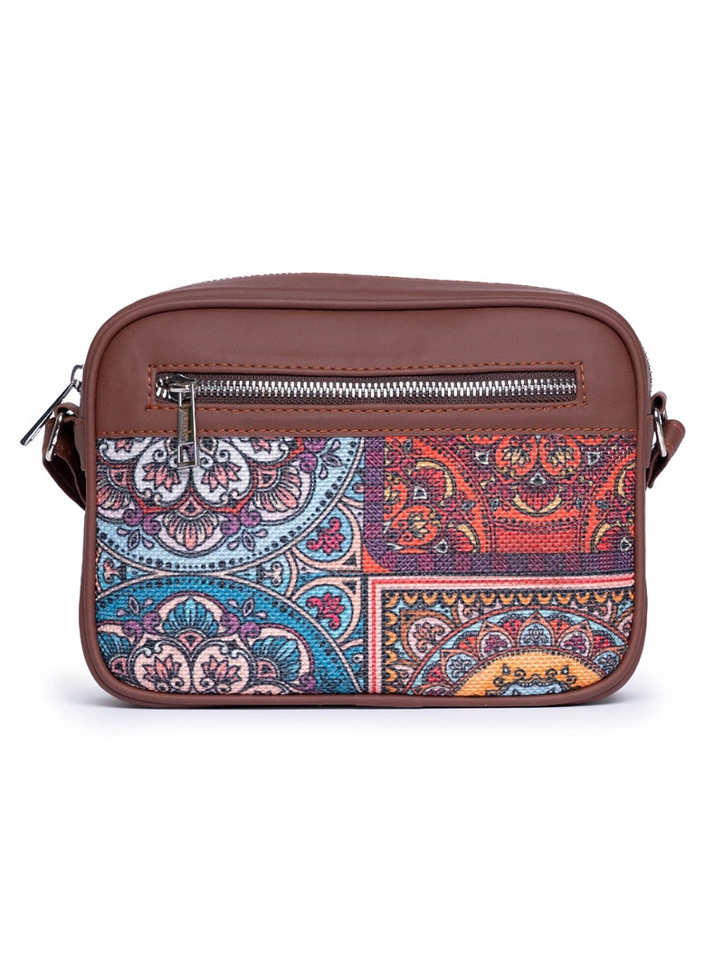 ZOUK Sling Bag | Crossbody Bags for Women | Women's Handbags | Stylish | Vegan Leather Evening Bag | Travel & Office Use | Purse and Wallet | Multicolor Mandala Print - Image 3