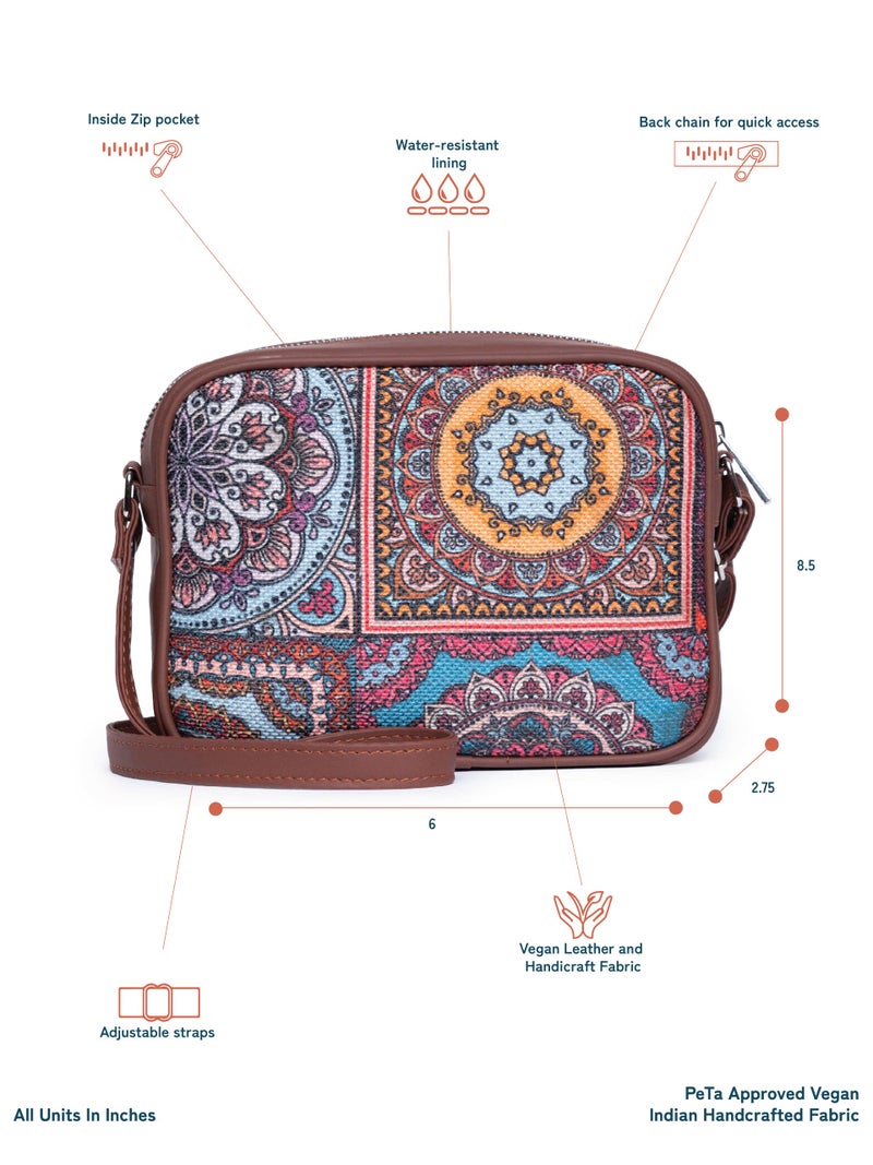 ZOUK Sling Bag | Crossbody Bags for Women | Women's Handbags | Stylish | Vegan Leather Evening Bag | Travel & Office Use | Purse and Wallet | Multicolor Mandala Print - Image 4