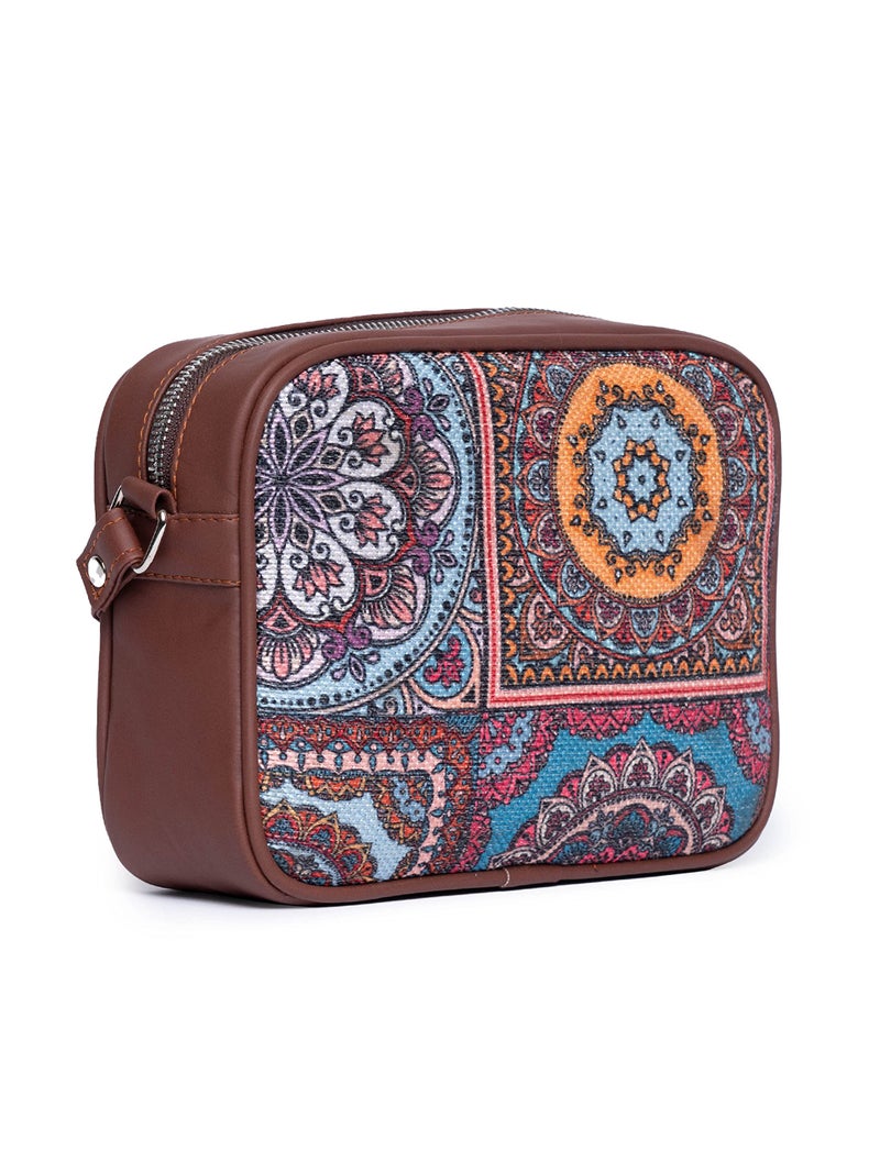 ZOUK Sling Bag | Crossbody Bags for Women | Women's Handbags | Stylish | Vegan Leather Evening Bag | Travel & Office Use | Purse and Wallet | Multicolor Mandala Print - Image 5