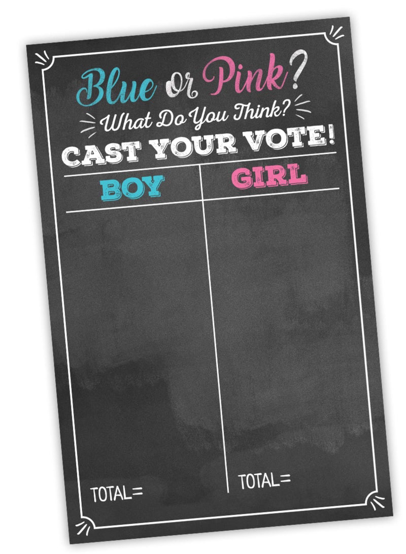 Boy or Girl Voting Gender Reveal Party Game Poster 11 x 17 Black Pink Blue Party Supplies Activity Decorations Cast Your Vote