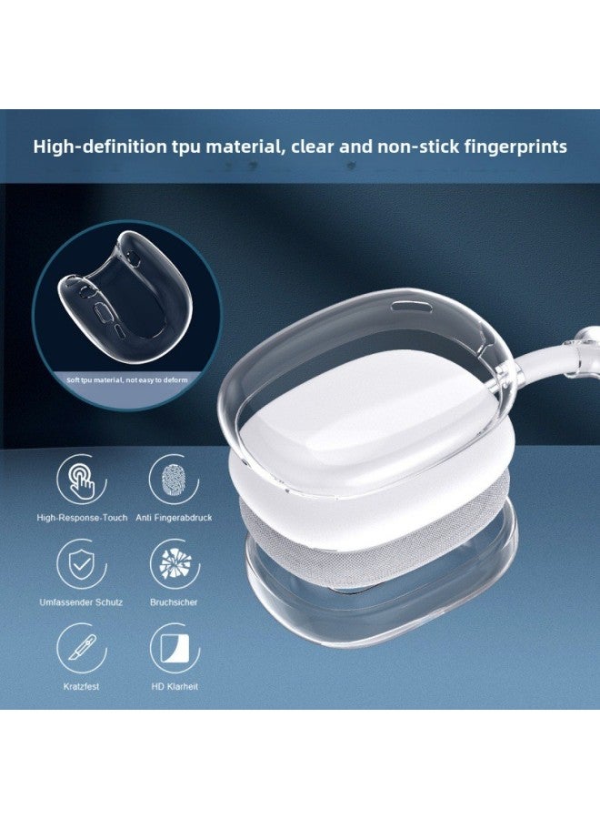Suitable For Airpodsmax Apple Bluetooth Headset Max Earmuffs Decorative Transparent Headphone Protective Set Three-piece Set-Color:Transparent Black (headband Protective Cover + Ear Cap Cover + Earphone Cover)-Applicable Models:Apple Airpodsmax  - Image 4
