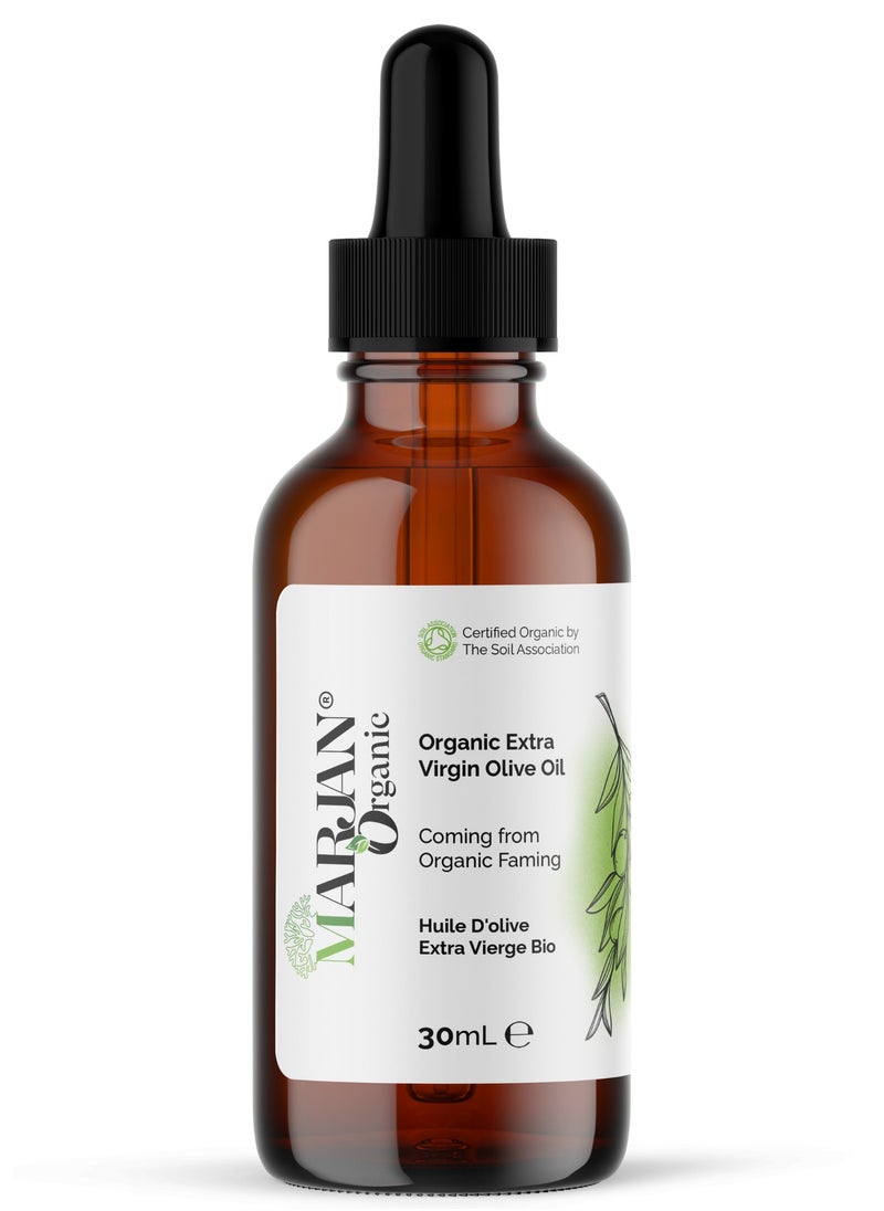 MARJAN ORGANIC - Olive Oil 30ml - 100% Organic cold pressed - 100% Virgin - Firming Body Oil, Natural Moisturizing Massage Oil for Dry Skin, Reduces Spots, Hydrating & Smooth Skin Tone, For Face, Hair Growth & Nails. - Image 1