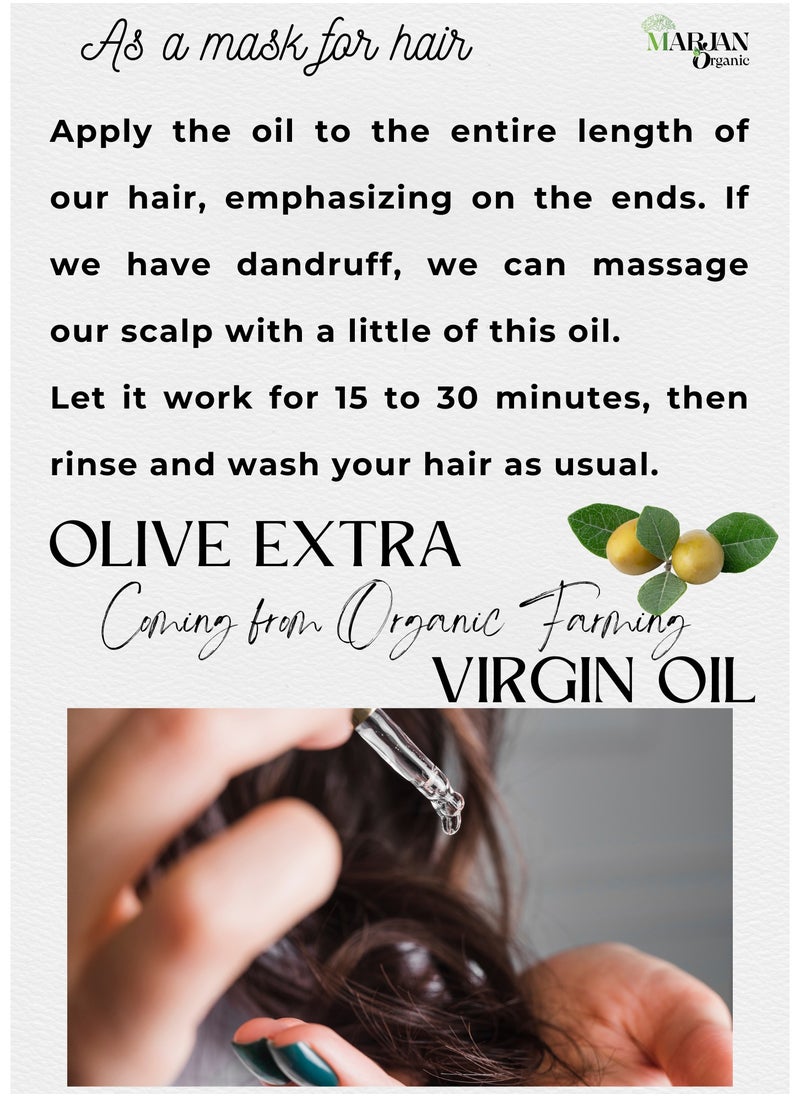 MARJAN ORGANIC - Olive Oil 30ml - 100% Organic cold pressed - 100% Virgin - Firming Body Oil, Natural Moisturizing Massage Oil for Dry Skin, Reduces Spots, Hydrating & Smooth Skin Tone, For Face, Hair Growth & Nails. - Image 1