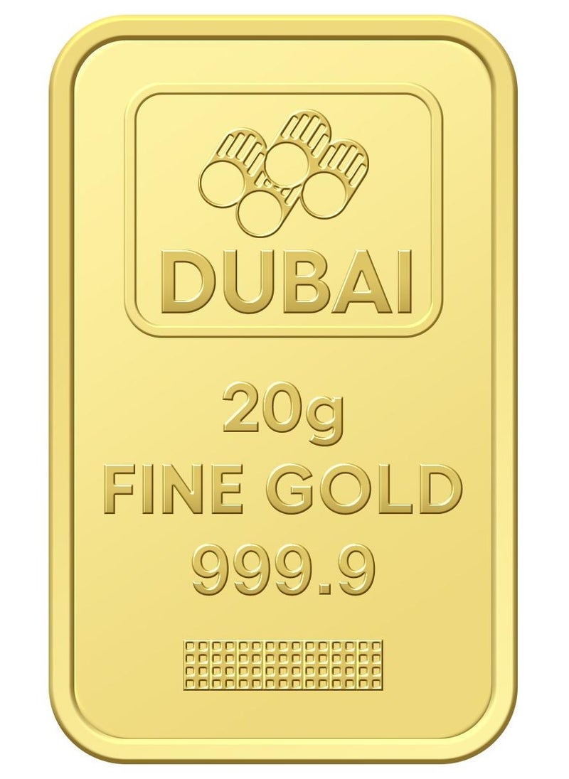FK Jewellers 20g Pure 999.9 Fine Gold Bar 24KT Dubai with Flower Design - 20 Grams (With Invoice) - Image 1