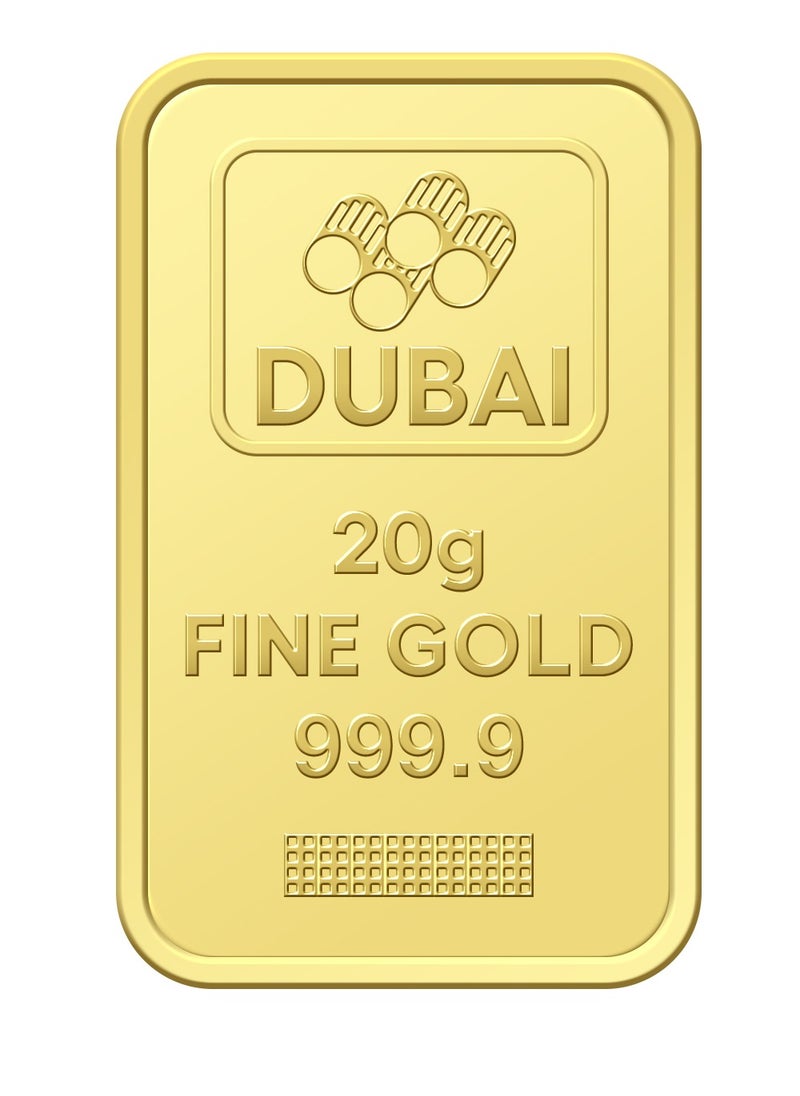 FK Jewellers 20g Pure 999.9 Fine Gold Bar 24KT Dubai with Flower Design - 20 Grams  - Image 1
