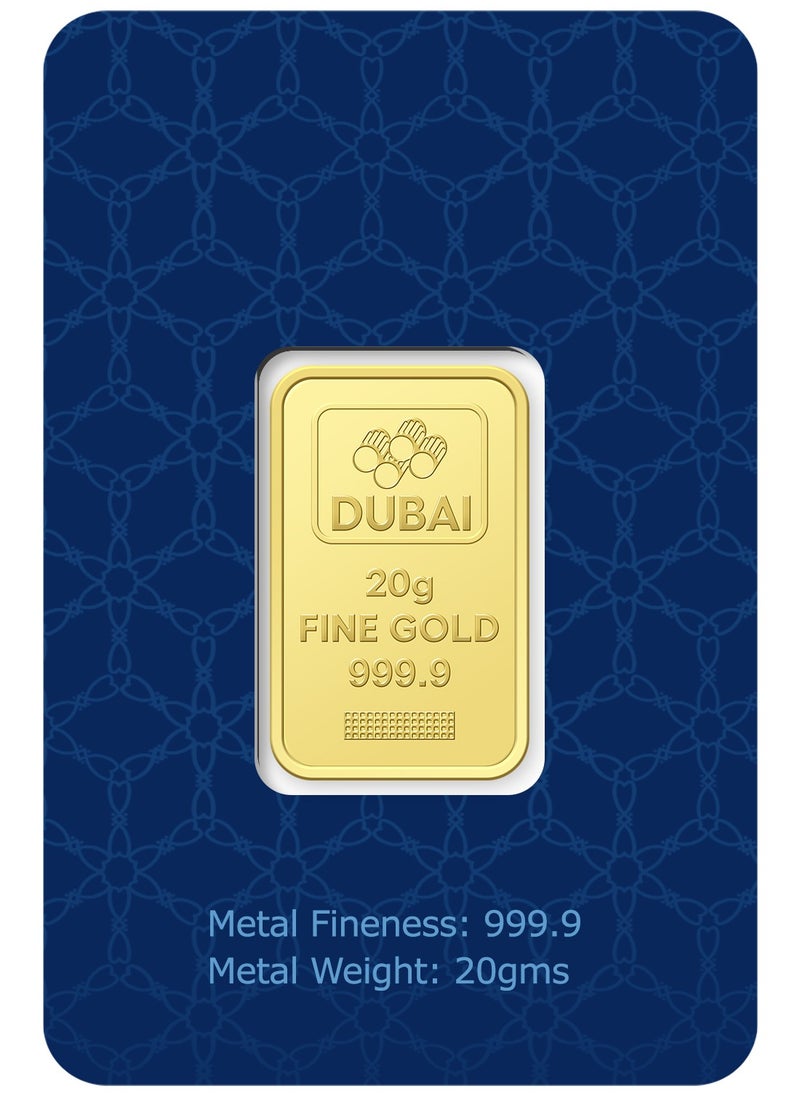 FK Jewellers 20g Pure 999.9 Fine Gold Bar 24KT Dubai with Flower Design - 20 Grams  - Image 3
