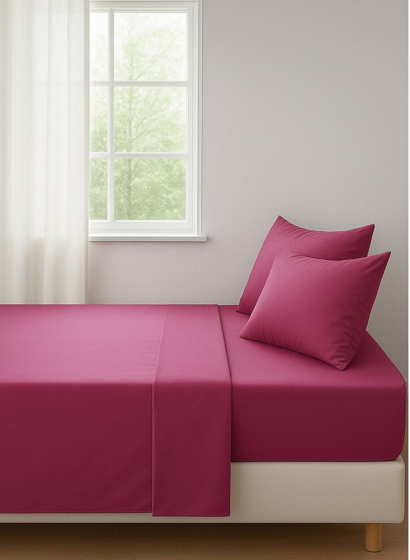 Yarlin-Bed Set (Flat Bedsheet for 180 cm beds and 2 Small Pillowcases (Hot Pink) Design