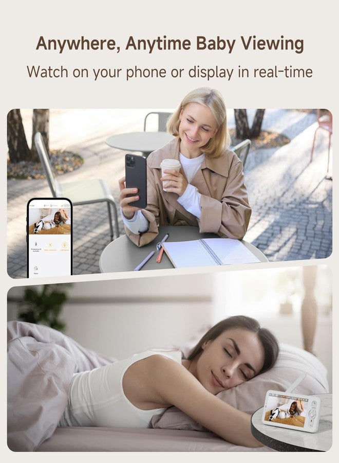 ARENTI WiFi Baby Monitor, 5-inch Wireless Display, 1080p PTZ Camera, Free Smartphone App, Encrypted Connection, Lullaby, Super Night Vision, Auto Tracking, Temp Sensor, Support Local Storage(B2 Kit) - Image 2