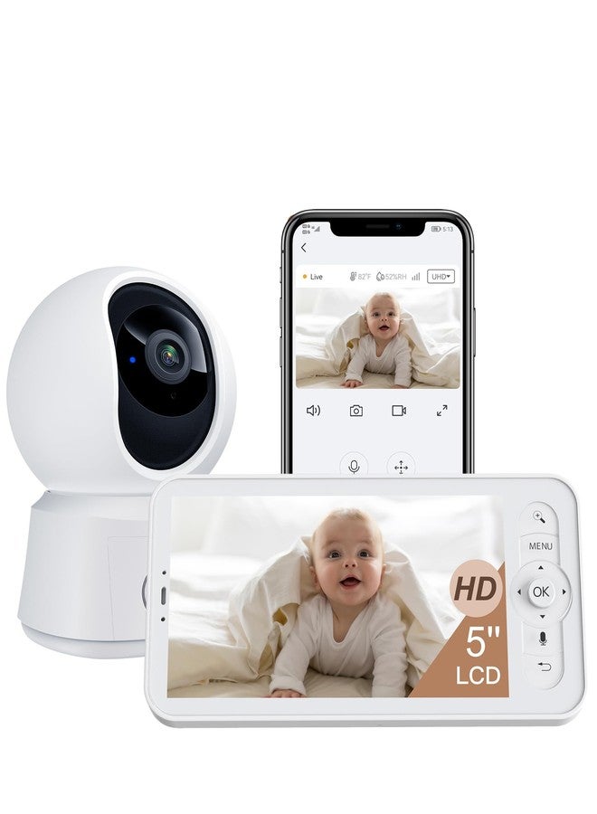 ARENTI WiFi Baby Monitor, 5-inch Wireless Display, 1080p PTZ Camera, Free Smartphone App, Encrypted Connection, Lullaby, Super Night Vision, Auto Tracking, Temp Sensor, Support Local Storage(B2 Kit) - Image 1