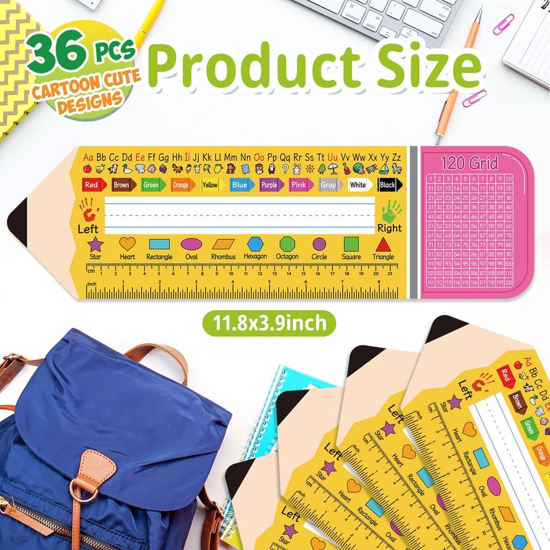 Hedeey 36 Pack Self Adhesive Name Tags for Classroom Student Desks,Multipurpose Manuscript Students Name Plates for desks Classroom with Multiplication, Fractions and Percentages Table(14.2 x 4 Inch,Pencil) - Image 2