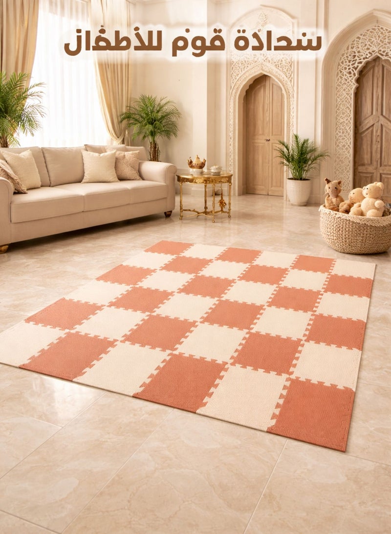 ريفا حصيرة لعب للأطفال من Reva من فوم EVA، 36 قطعة متداخلة مع حواف، ناعمة ومقاومة للماء ومبطنة، لغرفة الأطفال وغرفة اللعب والرياضة والحيوانات الأليفة، وردي/خوخي - Image 2