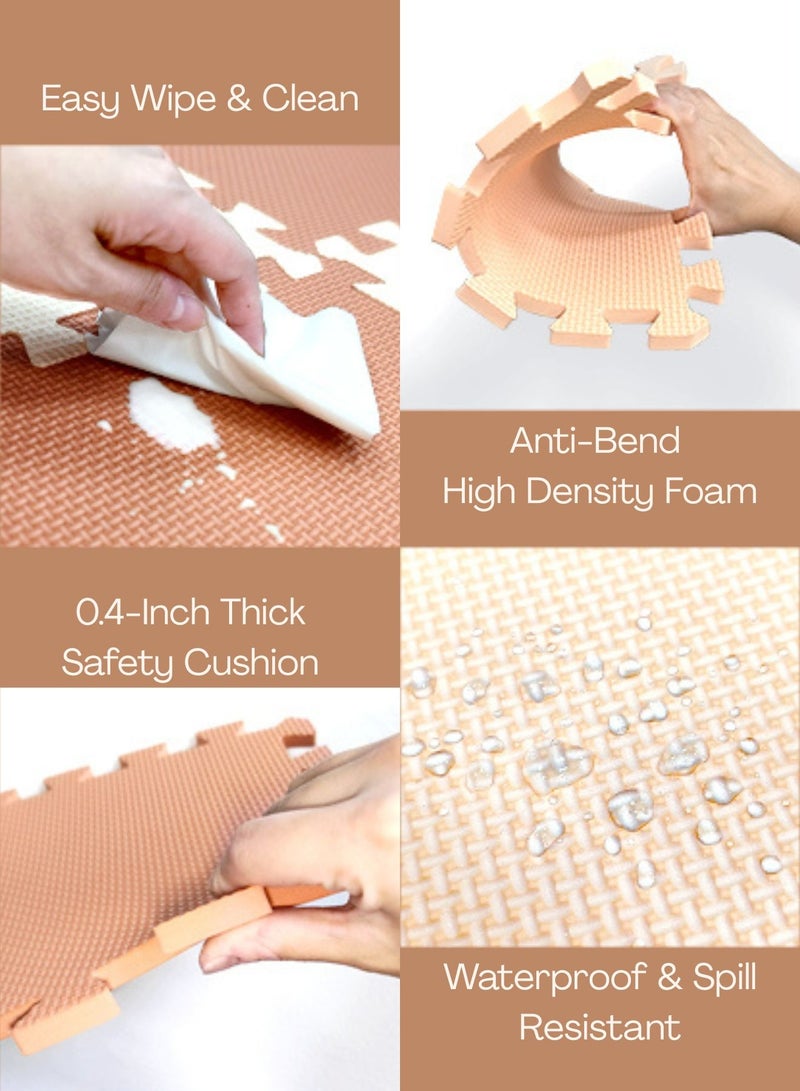 ريفا حصيرة لعب للأطفال من Reva من فوم EVA، 36 قطعة متداخلة مع حواف، ناعمة ومقاومة للماء ومبطنة، لغرفة الأطفال وغرفة اللعب والرياضة والحيوانات الأليفة، وردي/خوخي - Image 3