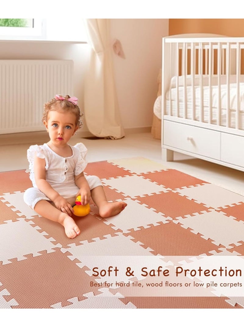 ريفا حصيرة لعب للأطفال من Reva من فوم EVA، 36 قطعة متداخلة مع حواف، ناعمة ومقاومة للماء ومبطنة، لغرفة الأطفال وغرفة اللعب والرياضة والحيوانات الأليفة، وردي/خوخي - Image 4