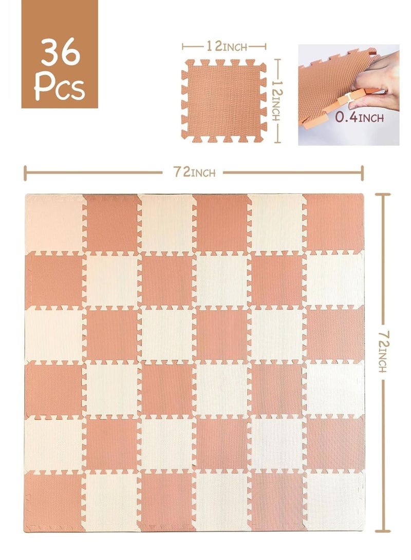 ريفا حصيرة لعب للأطفال من Reva من فوم EVA، 36 قطعة متداخلة مع حواف، ناعمة ومقاومة للماء ومبطنة، لغرفة الأطفال وغرفة اللعب والرياضة والحيوانات الأليفة، وردي/خوخي - Image 5