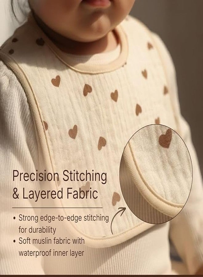 ZURATO Muslin Cotton Baby Bibs for 0–24 Months | Soft Absorbent Feeding & Drooling Bibs with Adjustable Snap Buttons and Water Resistant Inner Layer, Soft Washable Feeding Napkin (2) - Image 2