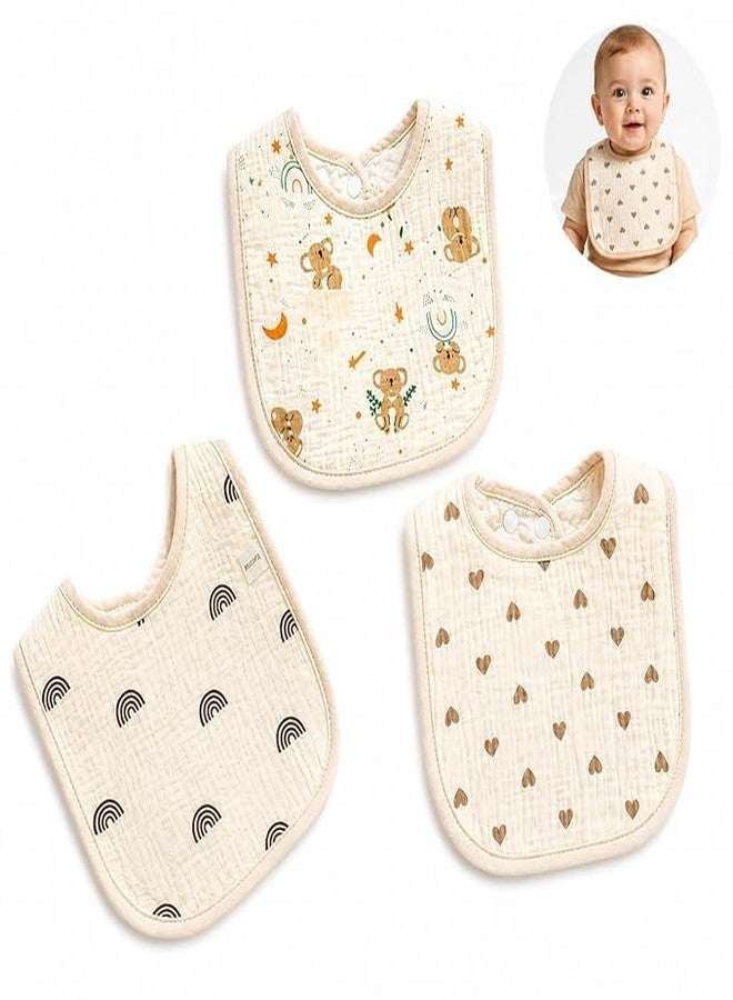 ZURATO Muslin Cotton Baby Bibs for 0–24 Months | Soft Absorbent Feeding & Drooling Bibs with Adjustable Snap Buttons and Water Resistant Inner Layer, Soft Washable Feeding Napkin (2) - Image 1
