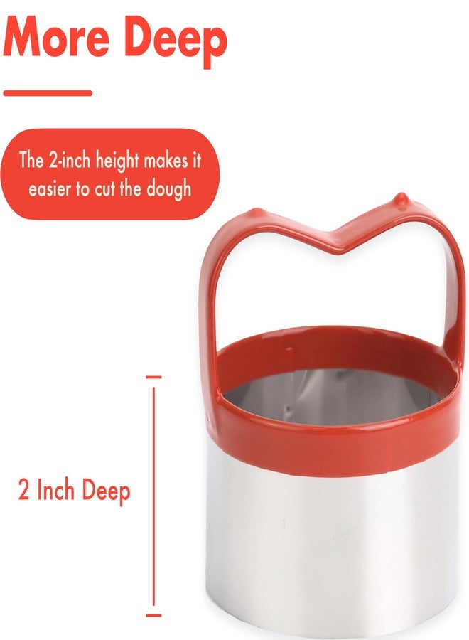 COOKIEQUE 3Pcs Round Cookie Cutters with Handle, Circle Biscuit Cutter for Baking, Dough Cutter, Metal Cookie Cutters, Coated and Soft PVC for Protection - Image 5