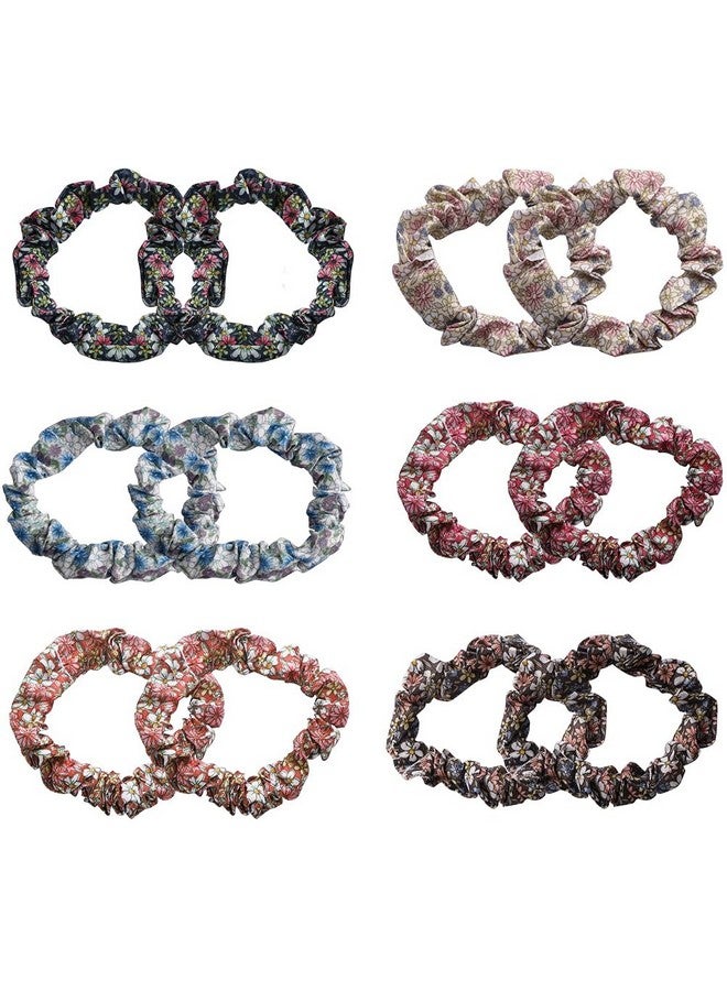 بينج شاو ماي 12 قطعة من ربطات الشعر الزهرية الرفيعة، ربطات شعر ناعمة، عصابات شعر مرنة، حبال صلبة مزخرفة، حامل ذيل حصان، هدايا للنساء والفتيات - Image 1