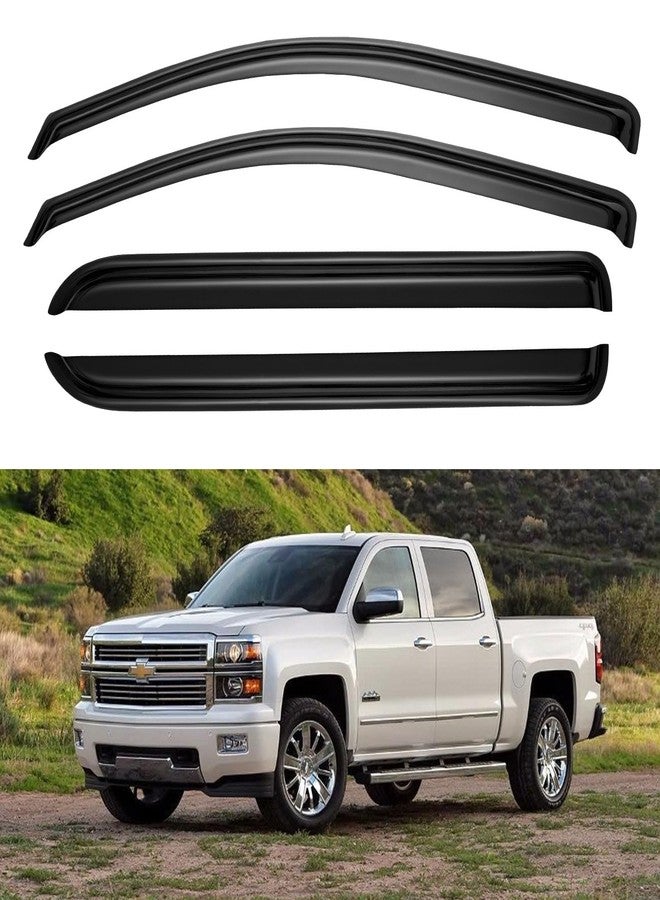 YQAUTEC Window Visors Rain Guards Shield for 2014-2018 Chevy Silverado/GMC Sierra 1500, Window Wind Deflectors Vent Shades for 2015-2019 Silverado/Sierra 2500HD 3500HD Crew Cab - Image 1