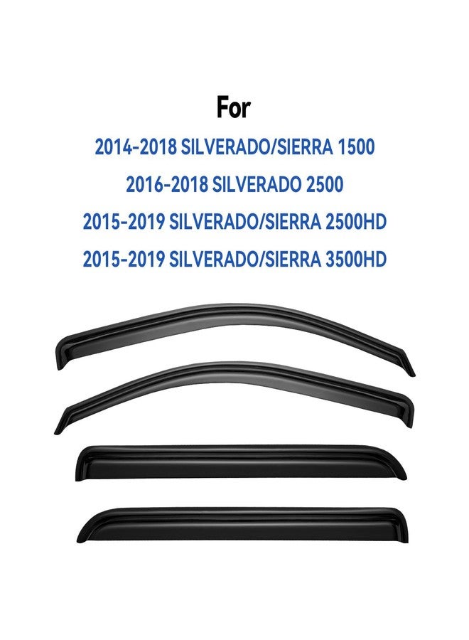 YQAUTEC Window Visors Rain Guards Shield for 2014-2018 Chevy Silverado/GMC Sierra 1500, Window Wind Deflectors Vent Shades for 2015-2019 Silverado/Sierra 2500HD 3500HD Crew Cab - Image 3