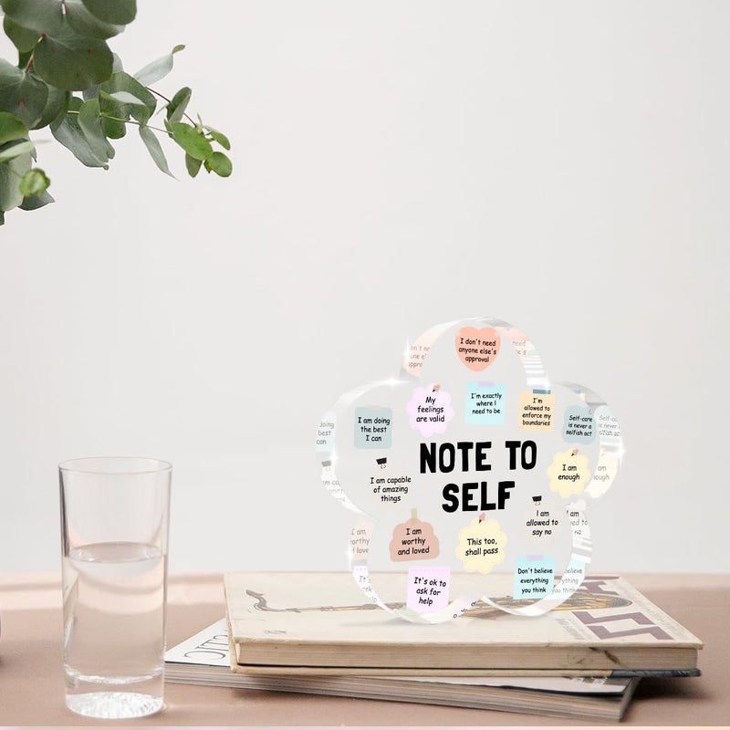 XFN Note to Self Motivational Decor, Flower Shape Acrylic Sign Gifts Therapy Mental Health Decorations for Counseling Office Therapy Desktop Art Decoration, Counselor Therapist Office Gifts - Image 4