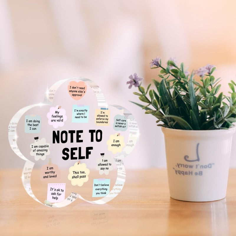 XFN Note to Self Motivational Decor, Flower Shape Acrylic Sign Gifts Therapy Mental Health Decorations for Counseling Office Therapy Desktop Art Decoration, Counselor Therapist Office Gifts - Image 5