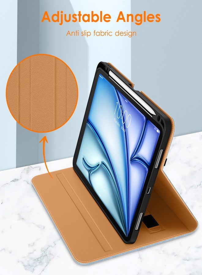 DTTO Compatible with iPad Air 4 Case, Premium Leather Business Folio Stand Cover with Built-in Apple Pencil Holder - Auto Wake/Sleep and Multiple Viewing Angles for iPad 10.9 Inch 2020, Ice Blue - Image 3