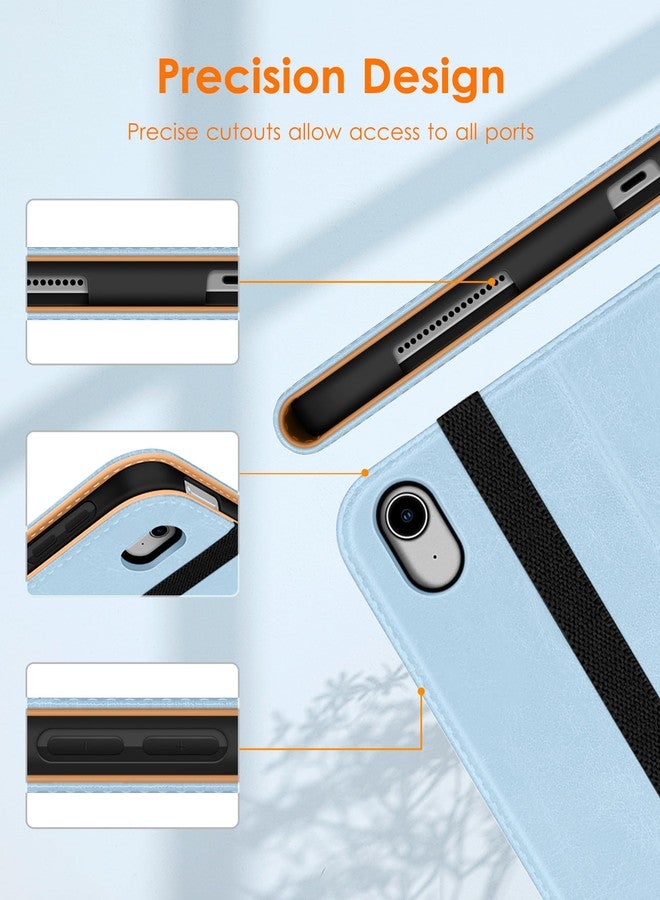 DTTO Compatible with iPad Air 4 Case, Premium Leather Business Folio Stand Cover with Built-in Apple Pencil Holder - Auto Wake/Sleep and Multiple Viewing Angles for iPad 10.9 Inch 2020, Ice Blue - Image 4