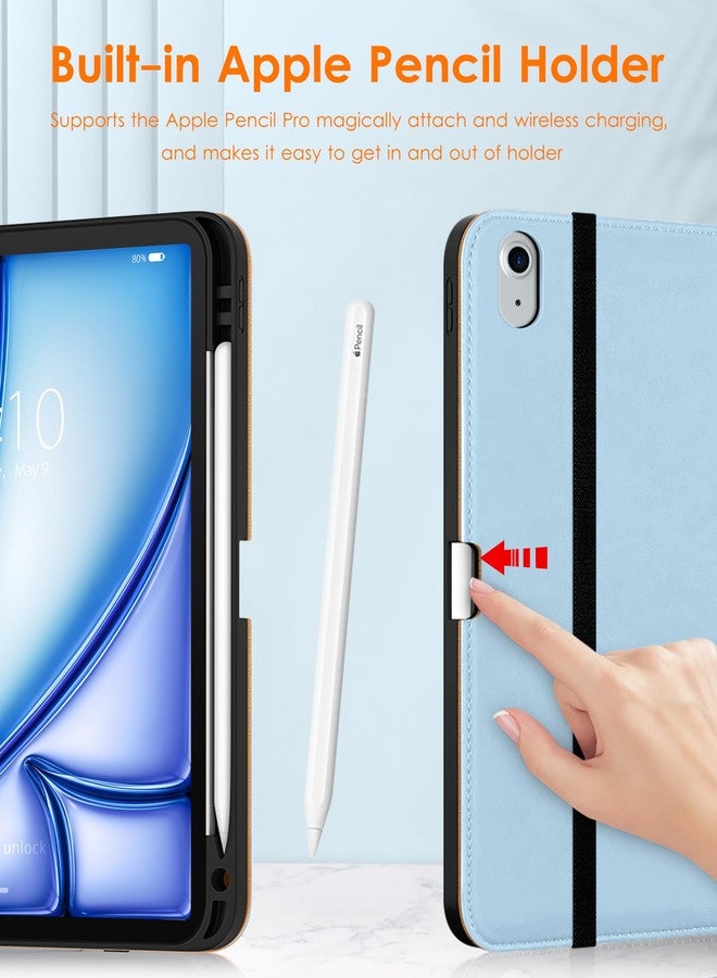 DTTO Compatible with iPad Air 4 Case, Premium Leather Business Folio Stand Cover with Built-in Apple Pencil Holder - Auto Wake/Sleep and Multiple Viewing Angles for iPad 10.9 Inch 2020, Ice Blue - Image 2