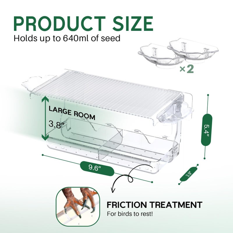 SUNALLY Window Bird Feeder for Outdoors, Clear Wild Bird Feeders Window Mounted with Self-Adhesive Hooks, Outside Hummingbird, burd, Oriole, Finch Bird Watching for Garden, Yard, Elderly Kids Viewing - Image 2